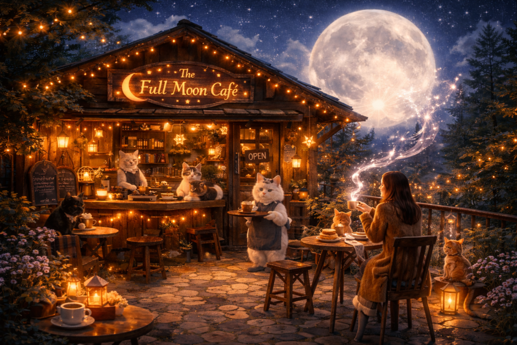 A magical coffee shop run by cats